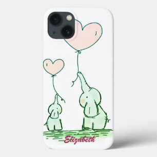 Elefantes Fofos Com Balões - Personalizado
