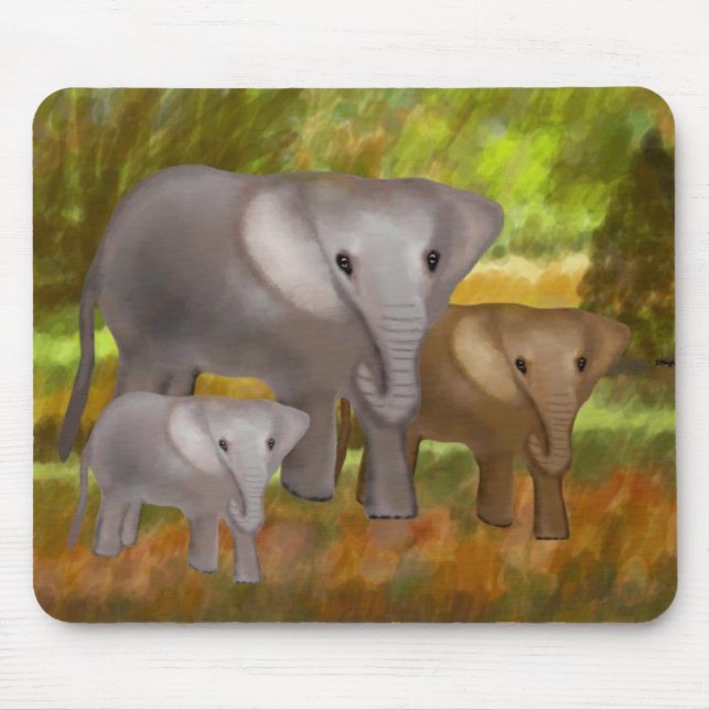 Elefantes na floresta húmida Mousepad (Frente)