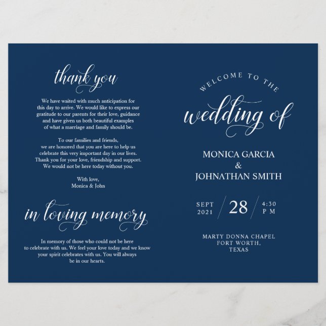 Elegance Classy Wedding Ceremony dobrável programa (Frente)