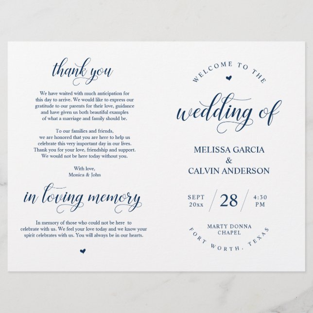 Elegance Classy Wedding Ceremony Foldable Program (Frente)