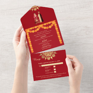 Elegância Carmesim Casamento Indiano Moderno Verme