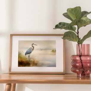 Elegância Costeira: Impressão de Aquarela da Grua
