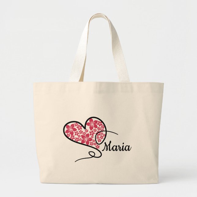 Elegância de Coração: Bolsa Grande Tote Doodle & F (Frente)