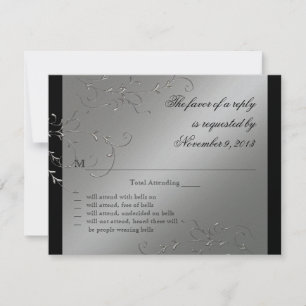 Elegância de empate preto, placas de resposta RSVP