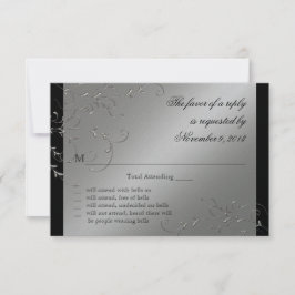 Elegância de empate preto, placas de resposta RSVP