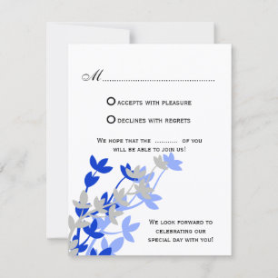 Elegância De Folha Em Placas RSVP De Prata Azul