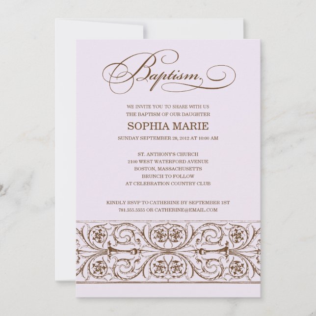 ELEGÂNCIA DE VINTAGEM| CONVITE BAPTISMO (Frente)