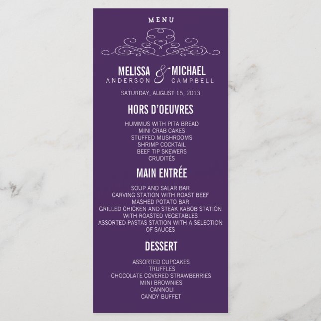 ELEGÂNCIA DE VINTAGEM | MENU DE CASAMENTO (Frente)