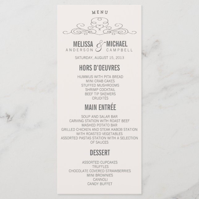 ELEGÂNCIA DE VINTAGEM | MENU DE CASAMENTO (Frente)