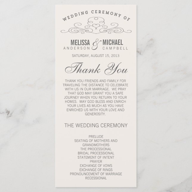 ELEGÂNCIA DE VINTAGEM | PROGRAMA DE CASAMENTO (Frente)