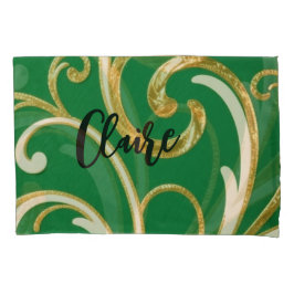 Elegância Dourada padrão Musgo Verde