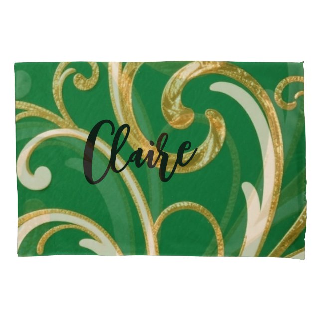 Elegância Dourada padrão Musgo Verde (Frente)