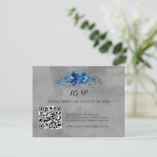 Elegância em Bloom: RSVP de Código QR (Em pé/Frente)