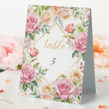 Elegância em Flor Número da Mesa de Casamento