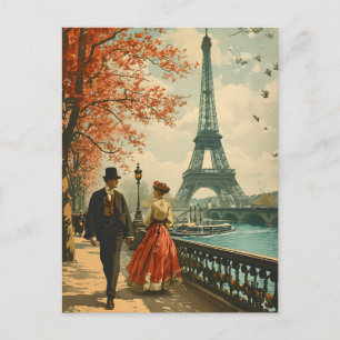 Elegância em Paris: Cartão postal Vintage