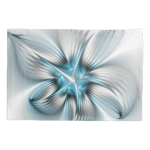 Elegância Floral Arte Fractal Azul Abstrata Modern
