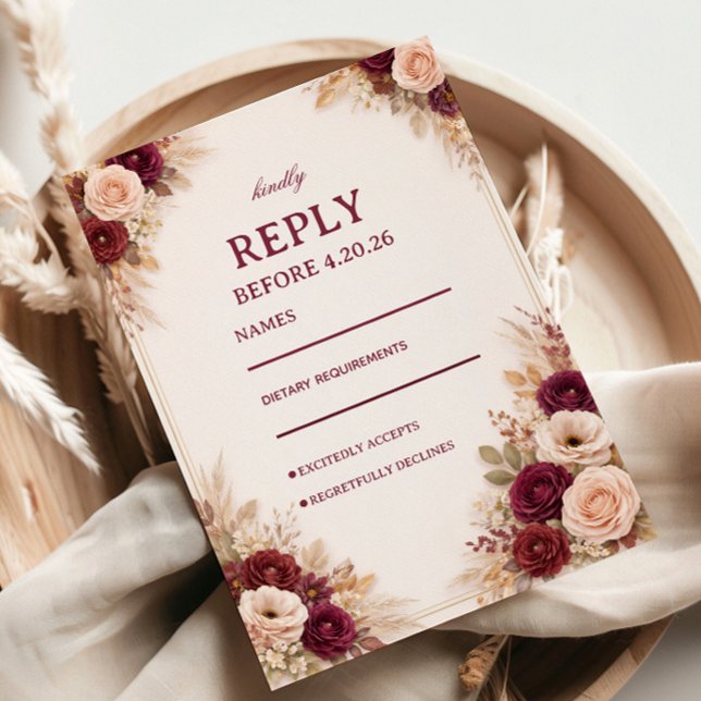 Elegância Floral Borgonha Resposta (Criador carregado)