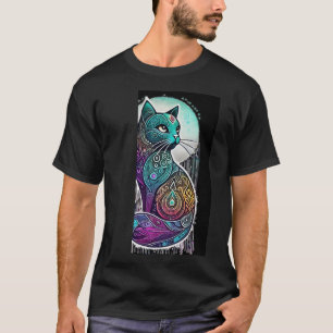 Elegância Gato Whimsical: Design de Camisa T Vibra