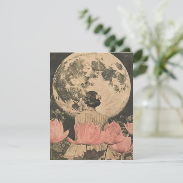 Elegância Lua - Visão Traseira da Mulher com Lua (Em pé/Frente)
