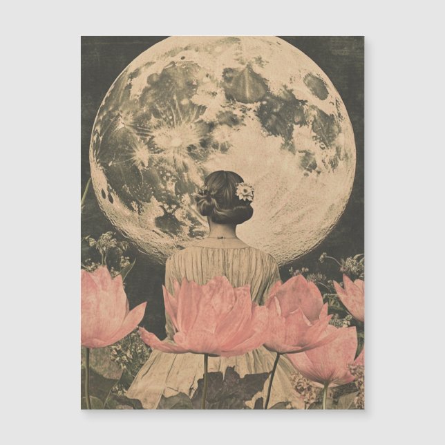 Elegância Lua - Visão Traseira da Mulher com Lua (Frente)