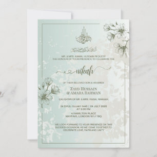 Elegância Mínima Convite Nikah Prata Tundra