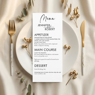 Elegância Minimalista | Menu de Mesa de Casamento