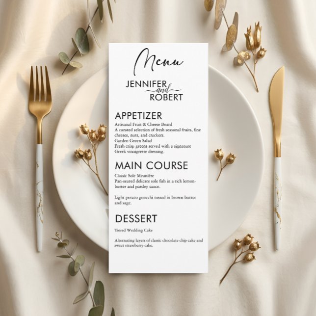 Elegância Minimalista | Menu de Mesa de Casamento  (Minimalist Elegance | Modern Wedding Table Menu)
