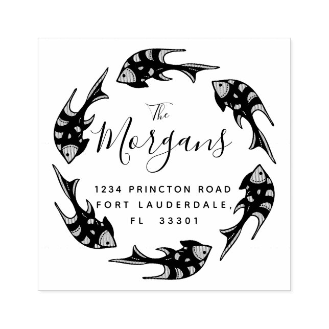 Elegância Oceânica | Carimbo de Endereço de Devolu (Impressão)