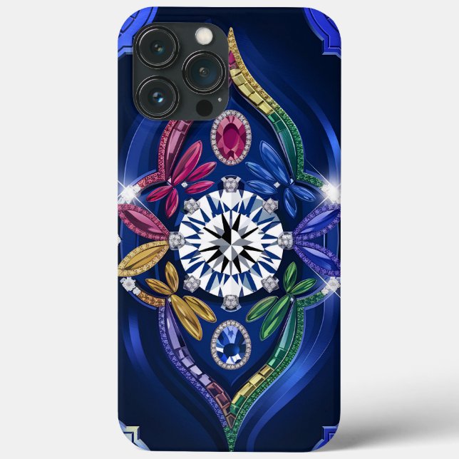 Elegância Opulente: Diamante e Gemstone gravados (Verso)