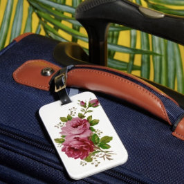 Elegância Vintage Rosa Couve Etiqueta de Bagagem