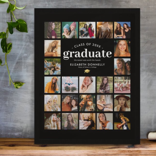 Elegant 24 Photo Collage Graduation Poster (Criador carregado)