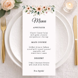 Elegant Anemone Wildflower Botanical Wedding Menu 
