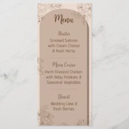 Elegant Beige Floral Wedding Menu