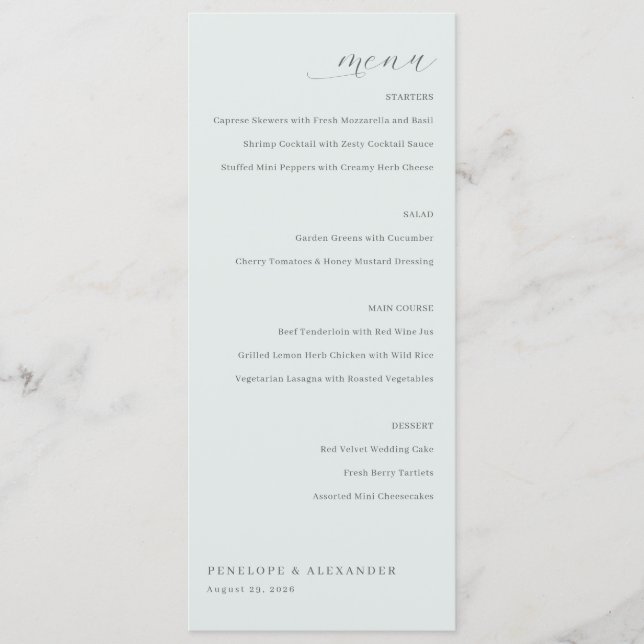 Elegant Beige Minimalist Menu (Frente)