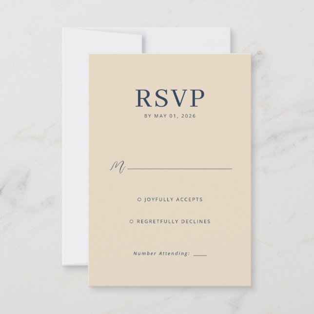 Elegant Beige Minimalist RSVP (Frente)