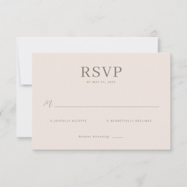 Elegant Beige RSVP Card (Frente)