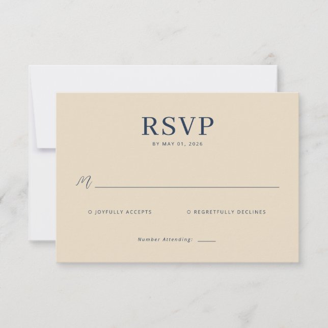 Elegant Beige RSVP Card (Frente)