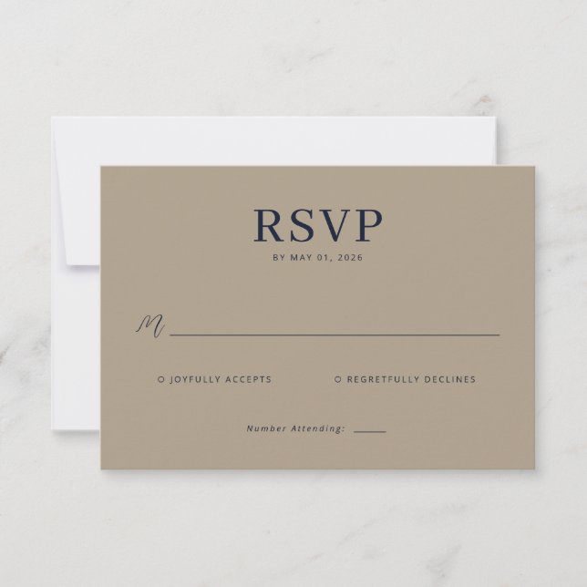 Elegant Beige RSVP Card (Frente)