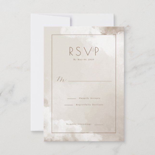 Elegant Beige Watercolor RSVP (Frente)