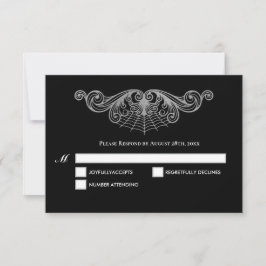 Elegant black and white Gothic Wedding RSVP Card