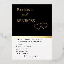 Elegant Black and white Wedding Invitation Gold