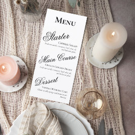 Elegant Black and White Wedding Menu Card
