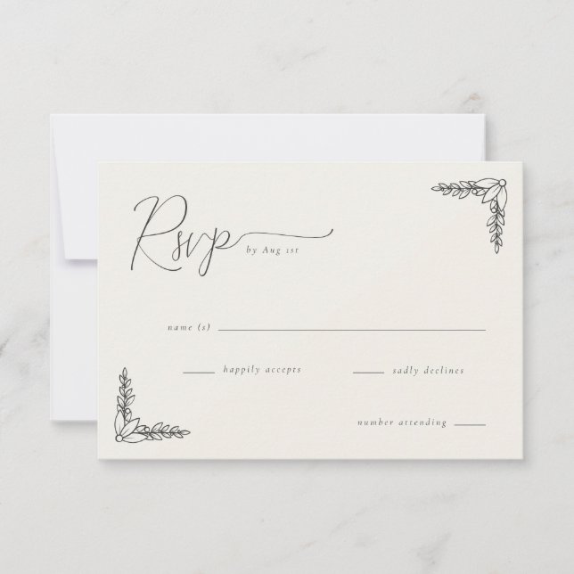 Elegant Black Botanical RSVP (Frente)