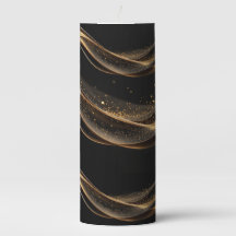 Elegant Black & Gold Abstract Wave PiPillar Candle