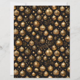 Elegant Black & Gold Christmas Ornament Paper