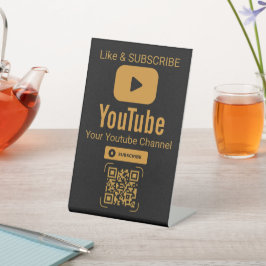 Elegant Black Gold YouTube QR Code Business Sign