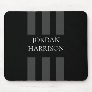 Elegant Black Gray Stripes Logo mouse pad
