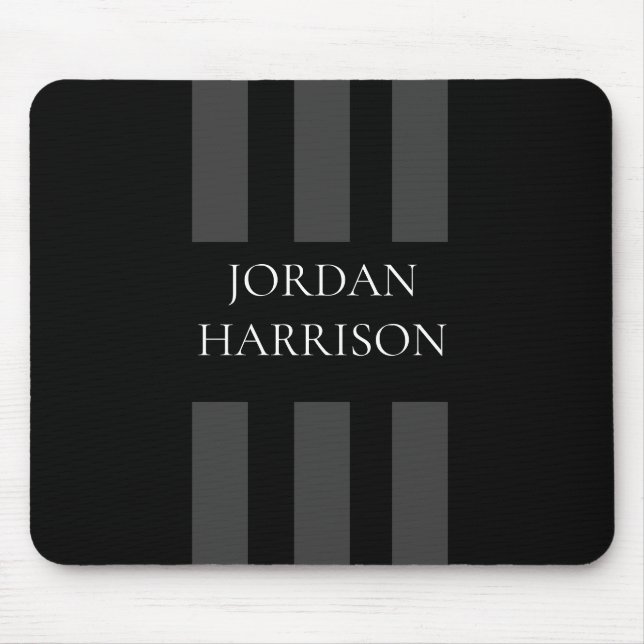 Elegant Black Gray Stripes Logo mouse pad (Frente)
