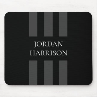 Elegant Black Gray Stripes Logo mouse pad