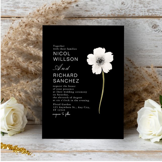 Elegant Black & White Anemone Floral  Wedding  (Criador carregado)